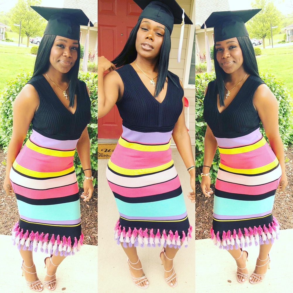 Multicolored tassel dress